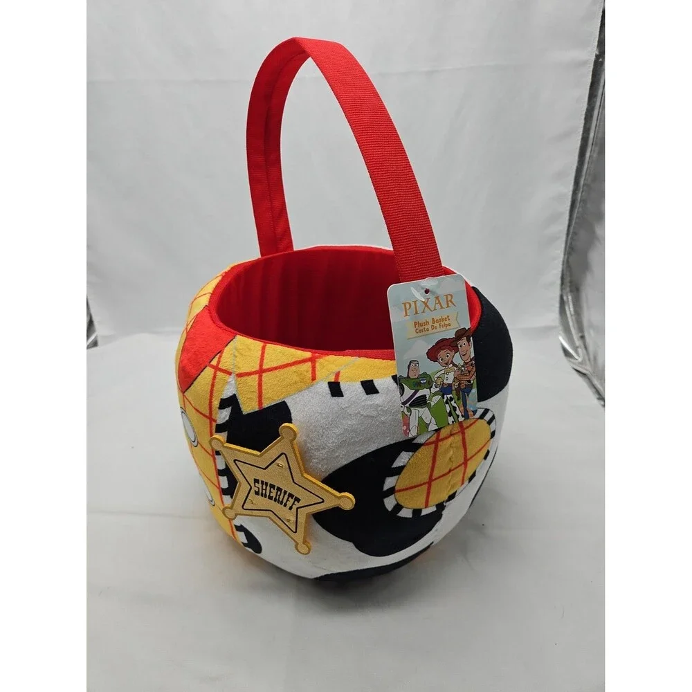 Pixar Toy Story Woody Plush Basket w/ Handle Round Multicolor Halloween